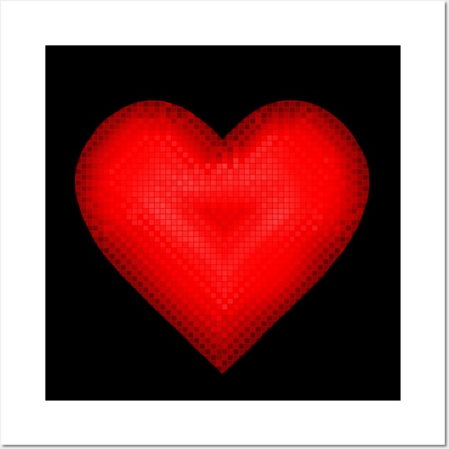Red Pixel Heart Wall Art by ArtAndBliss